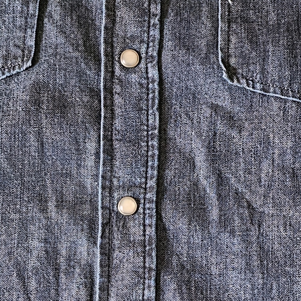 Lands End Blake Shelton Denim Jean Shirt Size L Pearl Snap Front Mens Blue - Picture 5 of 14